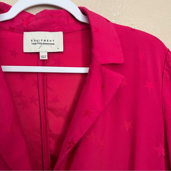 Equipment x Tabitha Simmons Hampton Pink Star Print Blazer Jacket 4 - Picture 3 of 7